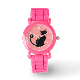 Kitteh Lurve - Zwart Kat aangepaste kleur achtergr Horloge