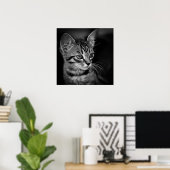 kitten-405331 BLACK WHITE kitten black white cat c Poster (Thuiskantoor)