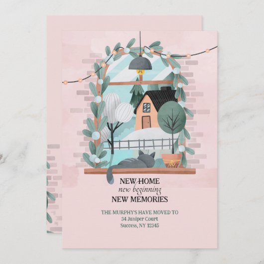 Kitten à la Faire-part de déplacement de fenêtre (Devant / Derrière)