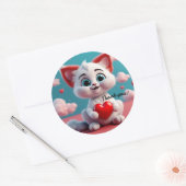 Kitten adorable avec Sticker Merci de coeur rouge (Enveloppe)