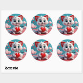 Kitten adorable avec Sticker Merci de coeur rouge (Feuille)