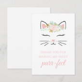 Kitten Anniversaire Fête Merci cartes kitty fleuri (Devant / Derrière)