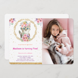 Kitten Anniversaire Photo Invitation