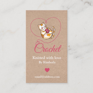 Kitten avec coeur crochet carte de visite fait mai