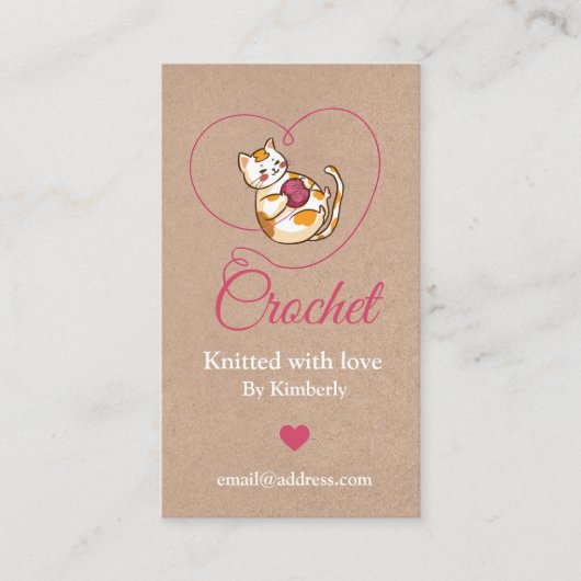 Kitten avec coeur crochet carte de visite fait mai (Devant)