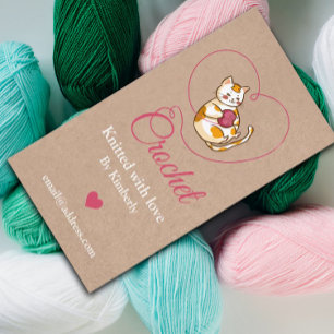 Kitten avec coeur crochet carte de visite fait mai