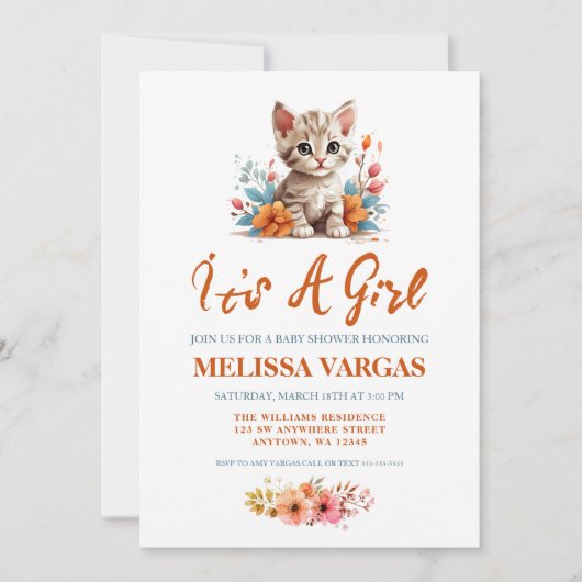 Kitten Baby Shower Invitations (Devant)