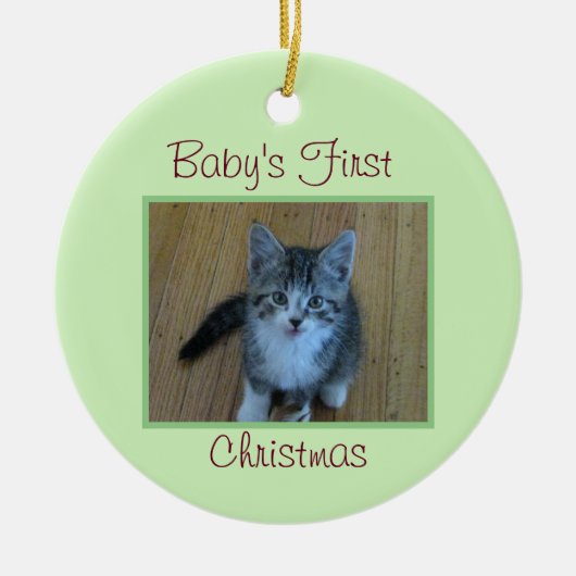 Kitten Baby's eerste kerst Keramisch Ornament (Voorkant)