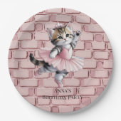 Kitten Ballerina Girl Birthday Party Paper Plates Papieren Bordje (Voorkant)