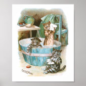 Kitten Bath van Louis Wain Poster (Voorkant)