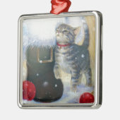 Kitten bij Santa's Boot Metalen Ornament (Links)