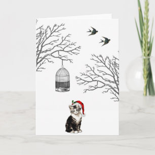 Kitten Birdcage Kerst Kaart