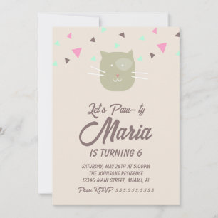 Kitten Birthday Paw-ty Party Animal Confetti Kaart