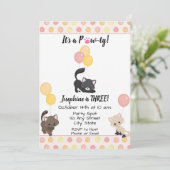Kitten Birthday Uitnodiging (Staand voorkant)
