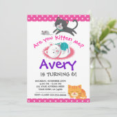 Kitten Birthday Uitnodiging, Pet-adoptiegroep Kaart (Staand voorkant)