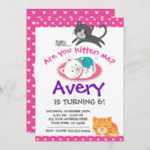 Kitten Birthday Uitnodiging, Pet-adoptiegroep Kaart (Voorkant / Achterkant)