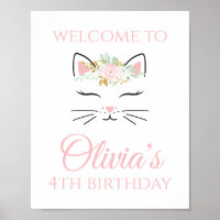 Kitten Birthday Welkomstteken Floral kat face