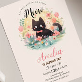 Kitten Black Kitty Chat Anniversaire Invitation