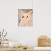 Kitten blanc avec oeil bleu et affiche de l'oeil v (Cuisine)