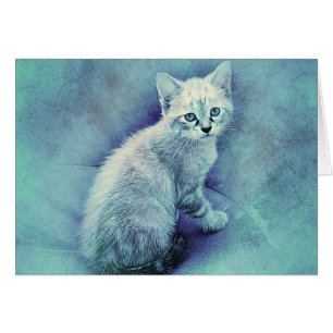 Kitten bleu   ABSTRAIT   Aquarelle