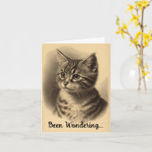 kitten Blijf in contact Wenskaart Kaart (Gele Bloem)