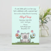 Kitten, bloemen en vlinders Baby shower Uitnodigen Kaart (Staand voorkant)