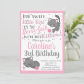 Kitten Cat Birthday Party Invitation Kaart (Staand voorkant)