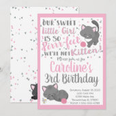 Kitten Cat Birthday Party Invitation Kaart (Voorkant / Achterkant)