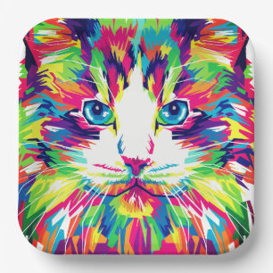 Kitten Cat Face Prismatic Design-21908 Papieren Bordje