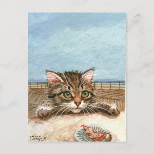 Kitten Cat Pizza Beach Carte postale (Devant)