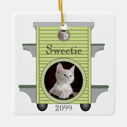 Kitten Cat Upload Photo Cat House Lijst Keramisch Ornament (Voorkant)