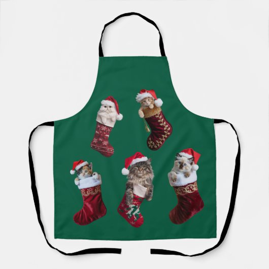 Kitten Christmas Stocking Apron Schort (Voorkant)