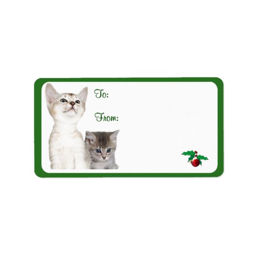 Kitten Christmas Wishes Gift Label Stickers #2 (Voorkant)