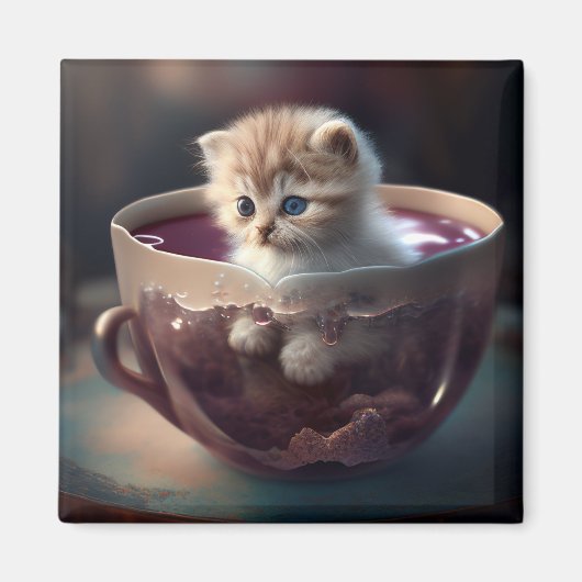 Kitten dans un teup - aimant chat (Devant)