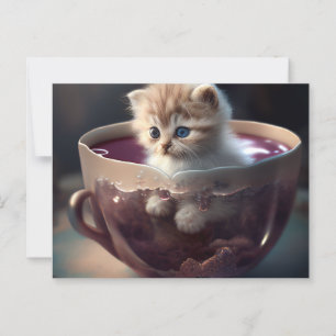 Kitten dans un teup rouge - Carte postale de chat