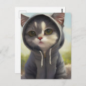 Kitten dans une carte postale Sweat - shirt à capu (Devant / Derrière)