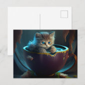 Kitten dans une théière de marron - Carte postale (Devant / Derrière)