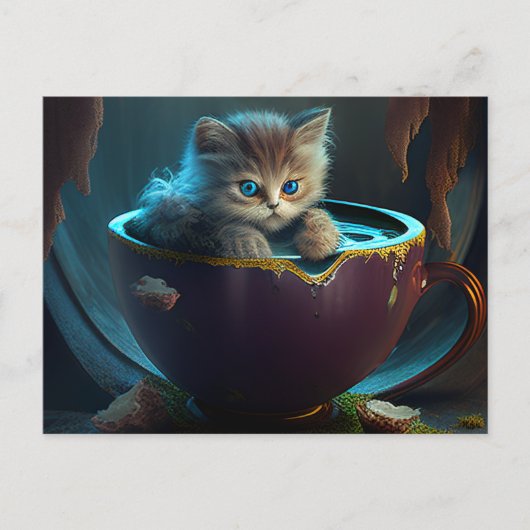 Kitten dans une théière de marron - Carte postale (Devant)
