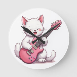 Kitten die gitaar speelt ronde klok