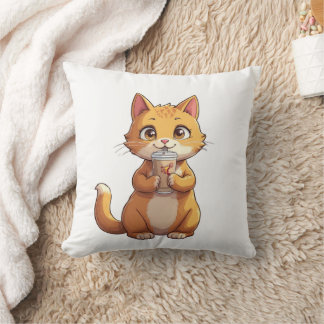 Kitten die koffie drinkt kussen