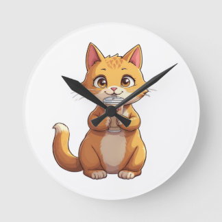 Kitten die koffie drinkt ronde klok