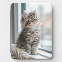 Kitten die uit het raam kijkt