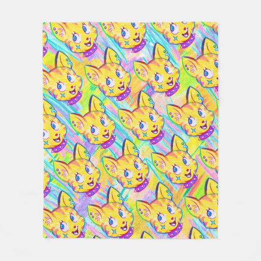 Kitten Doodle Fleece Deken (Voorkant)