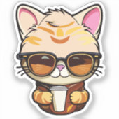 kitten drinking coffee sticker (Voorkant)
