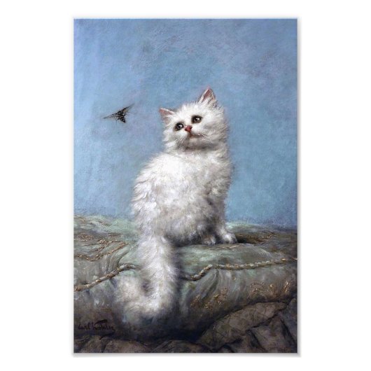 Kitten en Bee, Carl Kahler Foto Afdruk (Voorkant)