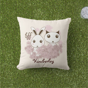 Kitten en Bunny Dierenvrienden Meisjes Kinder Buitenkussen