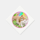 Kitten en Bunny met regenboog Servetten (Hoek)