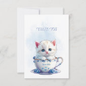 Kitten en Carte de remerciements Coupe Blue Flower (Devant)