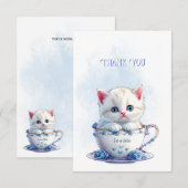 Kitten en Carte de remerciements Coupe Blue Flower (Devant / Derrière)