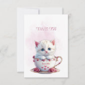 Kitten en Carte de remerciements Coupe Fleurs rose (Devant)